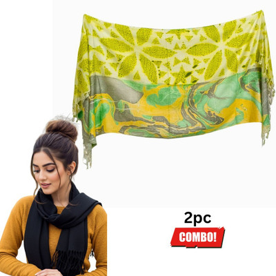 ogs Solid, Printed, Floral Print Rayon Women Scarf, Stole, Fancy Scarf