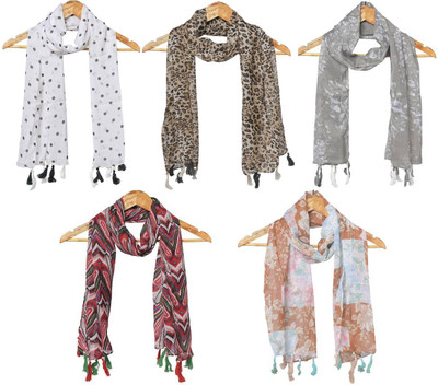 RIDDLE NEEDLE Floral Print Polycotton Women Fancy Scarf, Stole