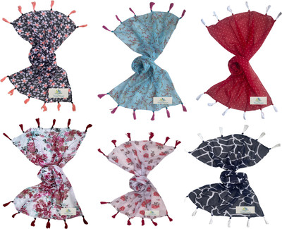 NarNari Printed Cotton Blend Women Fancy Scarf, Scarf, Stole