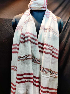 rudraoverseas Striped Pure Linen Women Scarf