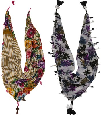 pracwal Floral Print, Floral Print Cotton Blend Women Fancy Scarf, Scarf