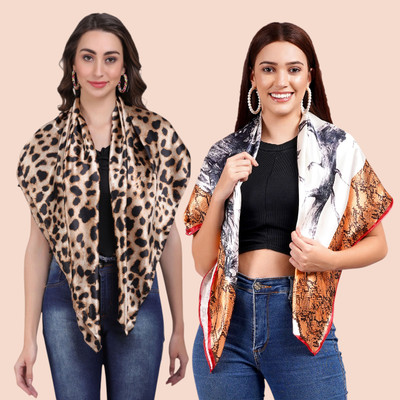 FUKUSO Printed Satin Blend Women Fancy Scarf
