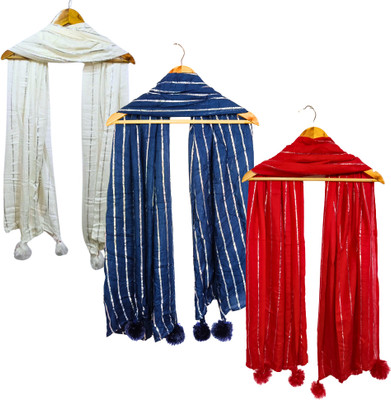 ogs Striped, Solid Rayon Girls Fancy Scarf, Stole, Scarf