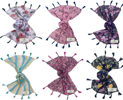 NarNari Printed Cotton Blend Women Fancy Scarf, Scarf, Stole