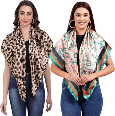 FUKUSO Printed Satin Blend Women Fancy Scarf