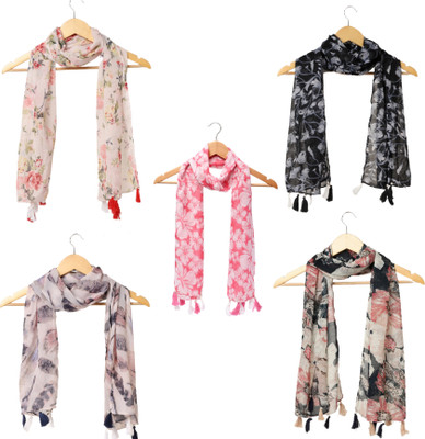 RIDDLE NEEDLE Printed Chiffon Women Scarf, Stole, Fancy Scarf