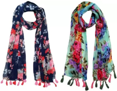 Msfashion Printed Chiffon Women Scarf, Stole, Fancy Scarf