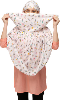 7 Season's Polyester Printed Burqa(White)