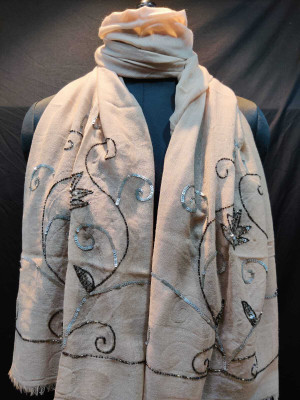 rudraoverseas Embroidered Wool Blend Women Fancy Scarf