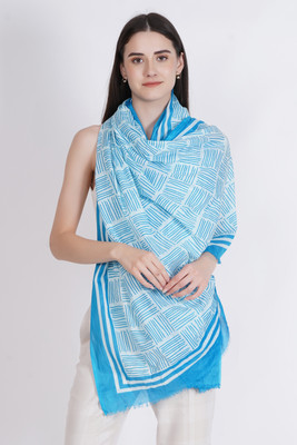 Cashmere Craft Geometric Print Pure Cotton Women Fancy Scarf, Stole