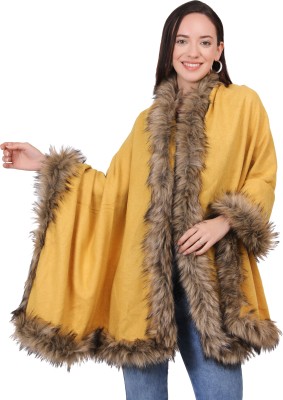 Pashtush Wool Solid Women Shawl(Yellow)