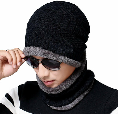 VVK Self Design Beanie Cap(Pack of 2)
