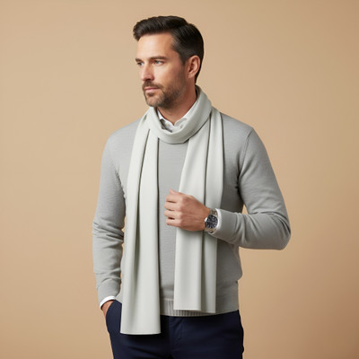 MUFFLY Solid Pure Wool Men Stole