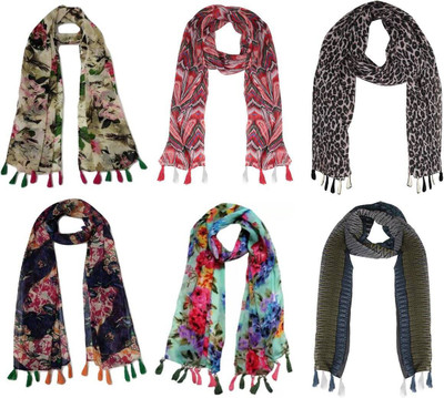 RiddleNeedle Floral Print Chiffon Women Scarf, Fancy Scarf, Stole