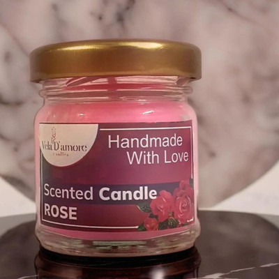 Veladamore Candle Scented Jar to Beautify Home With Falover Rose (41ml) Candle(White, Pack of 1)