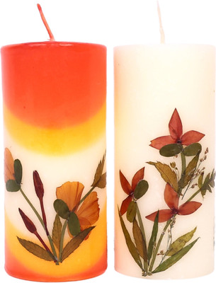 Natriel Premium Sandalwood Pillar Candle Set of 2 Smokeless, Dripless, 12-Hour Burn Candle(Pink, Pack of 2)