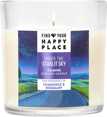 Find Your Happy Place Under The Starlit Sky Scented Candle Chamomile & Rosemary, pure soy wax Candle(Purple, Pack of 1)