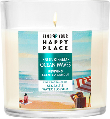 Find Your Happy Place Sunkissed Ocean Waves Scented Candle Sea Salt & Water Blossom Candle(Blue, Pack of 1)