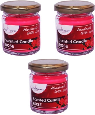 Veladamore Soy Wax Scented Yankee Jar Candles -100 ML Rose Pack of 3 Candle(White, Pack of 1)