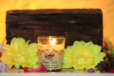Miss Peach Set of 2 Glass Jar Candle Scented Candles for Home Decoration Candle(Yellow, White, Pack of 2)