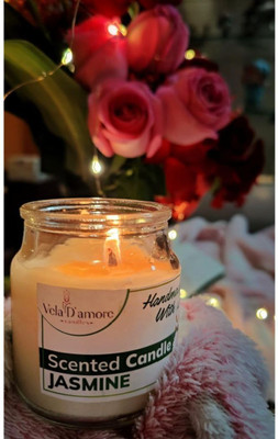 Veladamore Soy Wax Scented Yankee Jar Candles -100 ML Jasmine Candle(White, Pack of 1)