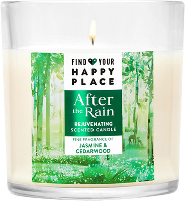 Find Your Happy Place After The Rain Scented Candle Jasmine & Cedarwood Candle(Green, Pack of 1)