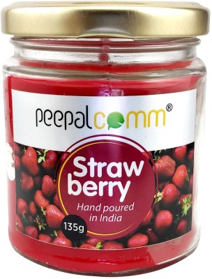 PeepalComm Hand Poured Glass Strawberry Fragrance Scented Wax Big Jar Candle Set Of 2 Candle(White, Pack of 1)