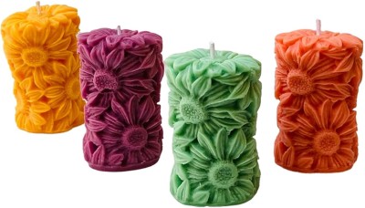 Hundur Store Scented Aroma Fragrance Candles For Home Decoration,Birthday,Party ValentineGift Candle(Multicolor, Pack of 4)
