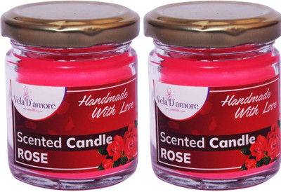 Veladamore Soy Wax Scented Yankee Jar Candles -100 ML Rose Pack of 2 Candle(White, Pack of 1)