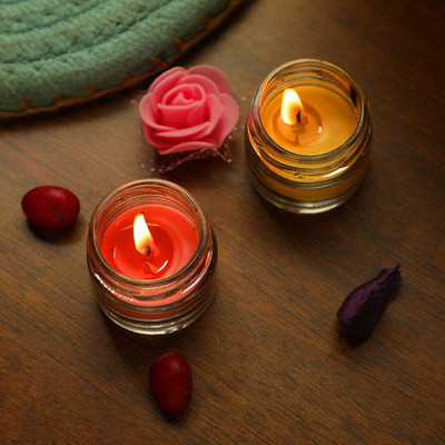 PREPLE Mini Jar Candles Burn Time: 6 Hours Paraffin Wax Smokeless & Long Lasting Candle(Yellow, Pack of 1)