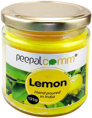 PeepalComm Hand Poured Glass Lemongrass Fragrance Scented Wax Big Jar Candle Set Of 2 Candle(White, Pack of 1)
