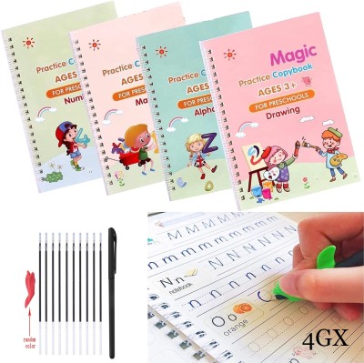 4GX magic copybook Numbers &English &Drawing &Mathematics 4Books 10 Refile 1 Grip