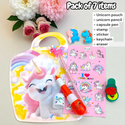 AMANVANI Unicorn Theme Stationery Gift Set for Girls, Navratri Special Combo of Kanjak