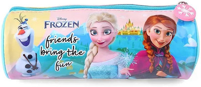 striders Frozen Round Zipper Pouch Elegant and Practical Storage for Kids and Adults Frozen Cartoon Art Art Wood Pencil Box(Set of 1, Multicolor)