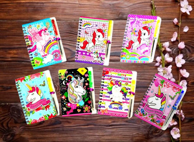 SV Traders Unicorn A6 Diary unruled 60 Pages(Multicolor, Pack of 7)
