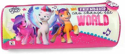 striders Enchanting My Little Pony Round Pouch Compact and Stylish Storage for Kids & Fan My Little Pony Cartoon Art Art Wood Pencil Box(Set of 1, Multicolor)
