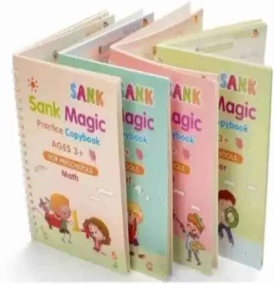 Magic Practice Copybook, (4 BOOK + 1 PEN + 10 REFILL) Number Tracing Book For Preschoolers With Pen A74(Hardcover, VALARIE)