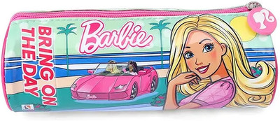 striders Barbie Round Pouch Stylish, Durable, Multi-Use Bag for Kids and Teens Barbie Cartoon Art Art Wood Pencil Box(Set of 1, Multicolor)