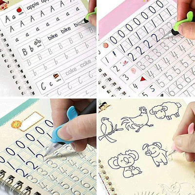 Lunavisor Sank Magic Practice Copybook Number Tracing Book For Preschoolers Book-size Notebook RULE 40 Pages(Multicolor, Pack of 4)