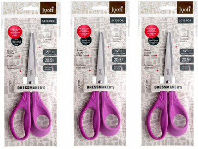 Jyoti Scissor Dressmaker's Use - 802 (8 Inch) Stainless Steel Blades & Plastic Handle, Scissors(Set of 3, Blue, Pink)