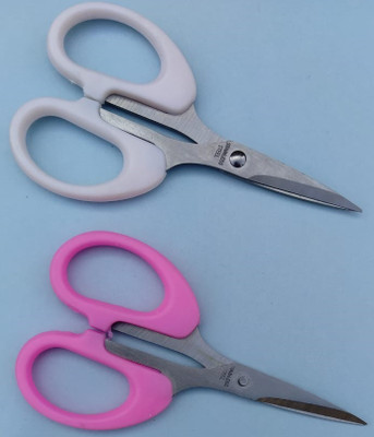 DSHARPP YOYO Mini Multi Purpose Curved Craft Scissors, 4 Inch, steel -IX-7 Scissors(Set of 2, White, Pink)