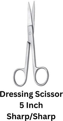 jesurgicals 5 Inch Dressing Scissor Straight Sharp/Sharp Scissors(Set of 1, Silver)