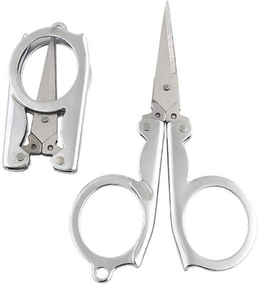 LAMRA Folding Small Scissors for Moustache Trimming Scissors(Set of 1, Silver)