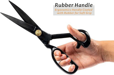 sicssor Tailor Scissor – Stainless Steel – 8,9,10,12 Inch (Black Handle) Scissors(Set of 1, Black)