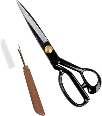 Top Trick 1pcs 9.5INCHES Tailor Scissor, Cutting Fabrics and 1ps Seam Riper,Set of 2 Scissors(Set of 1, Black)