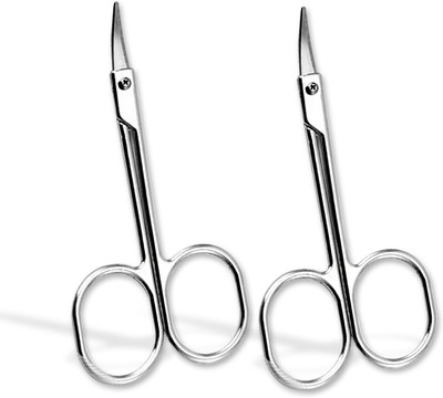 MAJSETIQUE Professional Cuticle Scissors & Fingernails, Shaving Scissors, Moustache - 2Pcs Scissors(Set of 2, Silver)