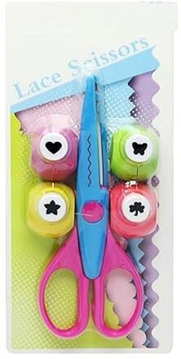 PADMAVATHI ENTERPRISES Scissors With Punch Set For kids School supplies Scissors (Set of 1) Scissors(Set of 5, Multicolor)