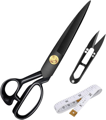 The HSR Enterprises Premium Black Tailoring Scissor with Thread Cutter and Measurement Tape Scissors(Set of 3, Black)