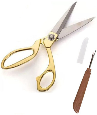 Top Trick 1pcs 8.5INCHES Tailor Scissor, Cutting Fabrics and 1ps Seam Riper,Set of 2 Scissors(Set of 2, golden)