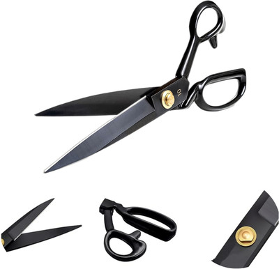 STEAD Premium Rubber Handle Grip for Tailoring Sewing Cutting Clothes Paper 10 inch Scissors(Set of 1, Black)